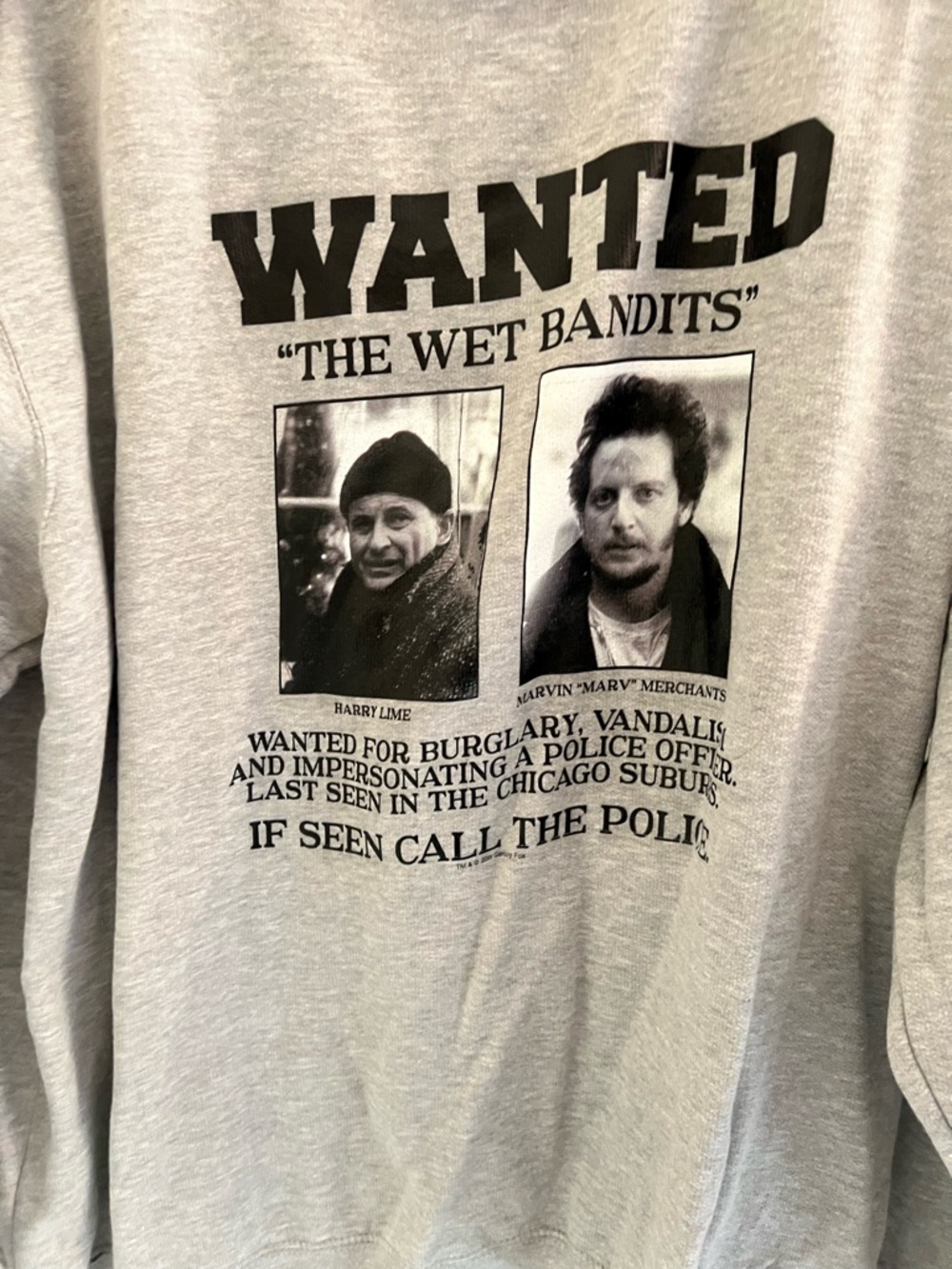 Wanted 'The Wet Bandits' Graphic Sweatshirt - Light Gray